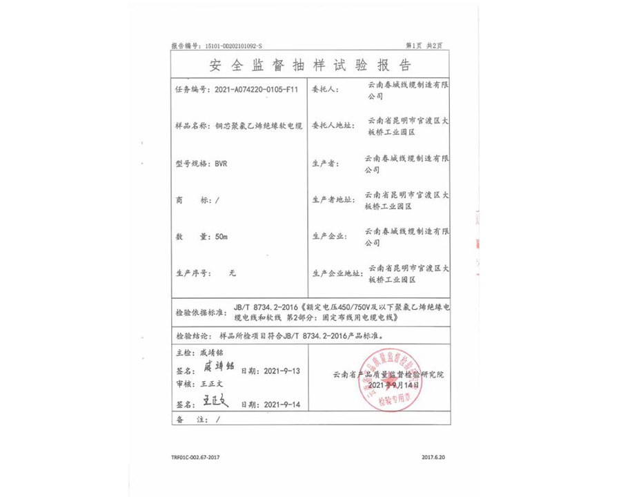 安全監(jiān)督抽樣試驗報告