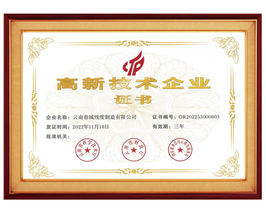 高新技術(shù)企業(yè)證書(shū)